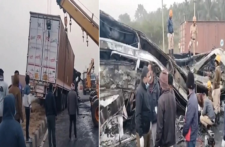 ಹೊತ್ತಿ ಉರಿದ  ಬಸ್: 18 ಸಜೀವ ದಹನ